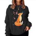 Fox Japanese Cherry Blossom Flowerintage Fox S Sweatshirt Frauen