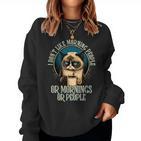 I Hate Morning People And Mornings And People Coffee Cat Sweatshirt Frauen