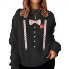 Heart Bow Tie & Bracesalentine's Day Costume Women's Sweatshirt Frauen