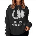 New Year's Eve Outfit Happy New Year Clover Horseshoe Lucky Sweatshirt Frauen