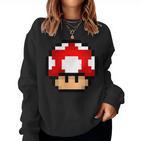 Pixel Retro Gaming Mushroom Sweatshirt Frauen