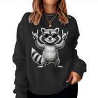 Retro Raccoon Rock Music Children Raccoon Sweatshirt Frauen