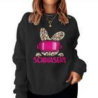 Ski Haserl Skifahrerin Oder Pistenbunny Mit Leoprint Sweatshirt Frauen