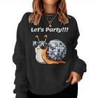 Snail's Disco Lover Groovy Party Snail With Disco Ball Sweatshirt Frauen