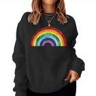 Vintage Rainbow With Beautiful Colourful Colours Love Peace Sweatshirt Frauen