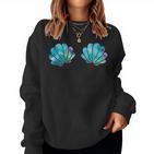 Women's Purple Turquoise Mermaid Shell Sweatshirt Frauen