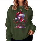 Christmas Red Wine Santa Claus Wine Merry Christmas Sweatshirt Frauen