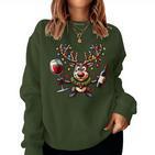 Christmas Wine Lovers Xmas Christmas Reindeer Sweatshirt Frauen