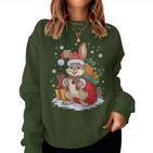 Christmas Bunny Santa Hat Rabbit Christmas Sweatshirt Frauen