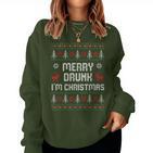 Ugly Christmas Drinking Merry Drunk I'm Christma Sweatshirt Frauen