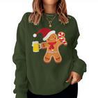 Gingerbread Man With Beer Christmas Xmas Jumper Sweatshirt Frauen