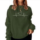 Heartbeat Rooster Chicken Ecg Farmer Chicken Coop Xmas Sweatshirt Frauen