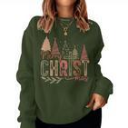 Merry Christmas Christian Christmas Tree Sweatshirt Frauen