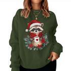 Raccoon Coffee Children Christmas Raccoon Sweatshirt Frauen