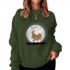 Santa Chicken Christmas Lights Chicken Farmer Christmas Sweatshirt Frauen