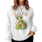 Baby Turtle With Flowers Cute Toad Girl Chill Toad Sweatshirt Frauen