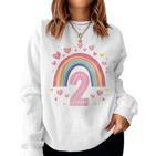 Kinder Geburtstag 2 Mädchen Regenbogen Fee Zwei 2 Jahre Sweatshirt Frauen