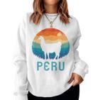 Peru Retro Llamaintage Machu Picchu Alpaca South American Sweatshirt Frauen