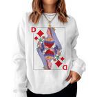 Playing Card Lady Queen Checked Card Costume Fancy Dress Groups Sweatshirt Frauen