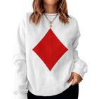 Women's Card Game Costume Playing Card Checked Fancy Dress & Carnival Sweatshirt Frauen