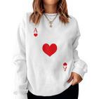 Women's Heart Ass Costume Playing Card Game Poker Skat Carnival Sweatshirt Frauen