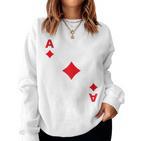 Women's Playing Card Chequered Ace Card Costume Fancy Dress Ass Groups Sweatshirt Frauen