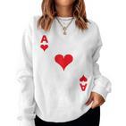 Women's Playing Card Heart Ace Card Costume Fancy Dress Ass Groups Sweatshirt Frauen