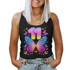 11Th Birthday Girl 11 Years Butterfly Number 11 Tank Top Frauen