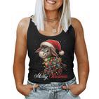 Donkey Merry Christmas Lights Santa Hat Xmas Snow Tank Top Frauen