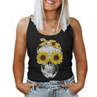 Skull Sunflower Skeleton Bandana Sunflower Skull Tank Top Frauen