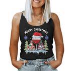 Glass Red Wine Gnome Christmas Tank Top Frauen