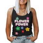 Hippie Costume 60S 70S Flower Power Süßes Groovy 70Er 60Er Jahre Party Schwarz Geblümt Crew-Ausschnitt S Erwachsene Party Retro Flower Tank Top Frauen