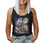 Howling Wolf Otter Moon Galaxy Parody Tank Top Frauen