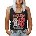 Ladies 18Th Birthday Unicorn Girl 18 Years Fun Tank Top Frauen