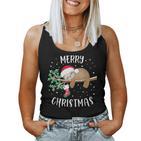 Merry Christmas Sloth Christmas Party Outfit Christmas Tank Top Frauen