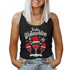 Merry Christmas Wine Red Wine Glass With Christmas Hat Tank Top Frauen