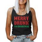 Merry Drunk I'm Christmas Santa Reindeer Graphic Tank Top Frauen