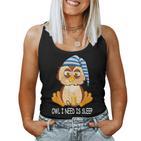 Owl Night Owl Sleeping Cap Nightgown Pyjamas Owl Tank Top Frauen