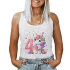 Kinder 4 Geburtstag Mädchen 4 Jahre Einhorn Party Outfit Einhorn Tank Top Frauen