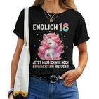 18Th Birthday Girl 18 Years Party Outfit Unicorn T-shirt Frauen