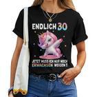 30Th Birthday Woman 30 Years Party Outfit Unicorn T-shirt Frauen