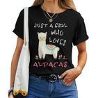 Just A Girl Who Loves Alpacas Alpacas Slogan T-shirt Frauen