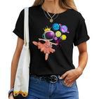 Mädchen Astronautin Ballerina Monde Planeten Sonnensystem T-shirt Frauen