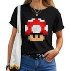 Pixel Retro Gaming Mushroom T-shirt Frauen