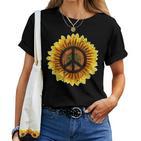 Vintage Sunflower Peace Sign Retro 70S Hippie Flower Power T-shirt Frauen