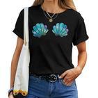 Women's Purple Turquoise Mermaid Shell T-shirt Frauen