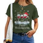 Christmas Red Wine Merry Christmas Reindeer Santa Claus T-shirt Frauen