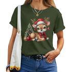 Deerintage Boho Christmas Winter Fawn Animal T-shirt Frauen