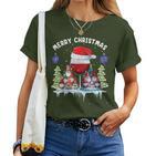 Glass Red Wine Gnome Christmas T-shirt Frauen