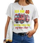 40Th Birthday Man Woman  Fire Brigade Blue T-shirt Frauen